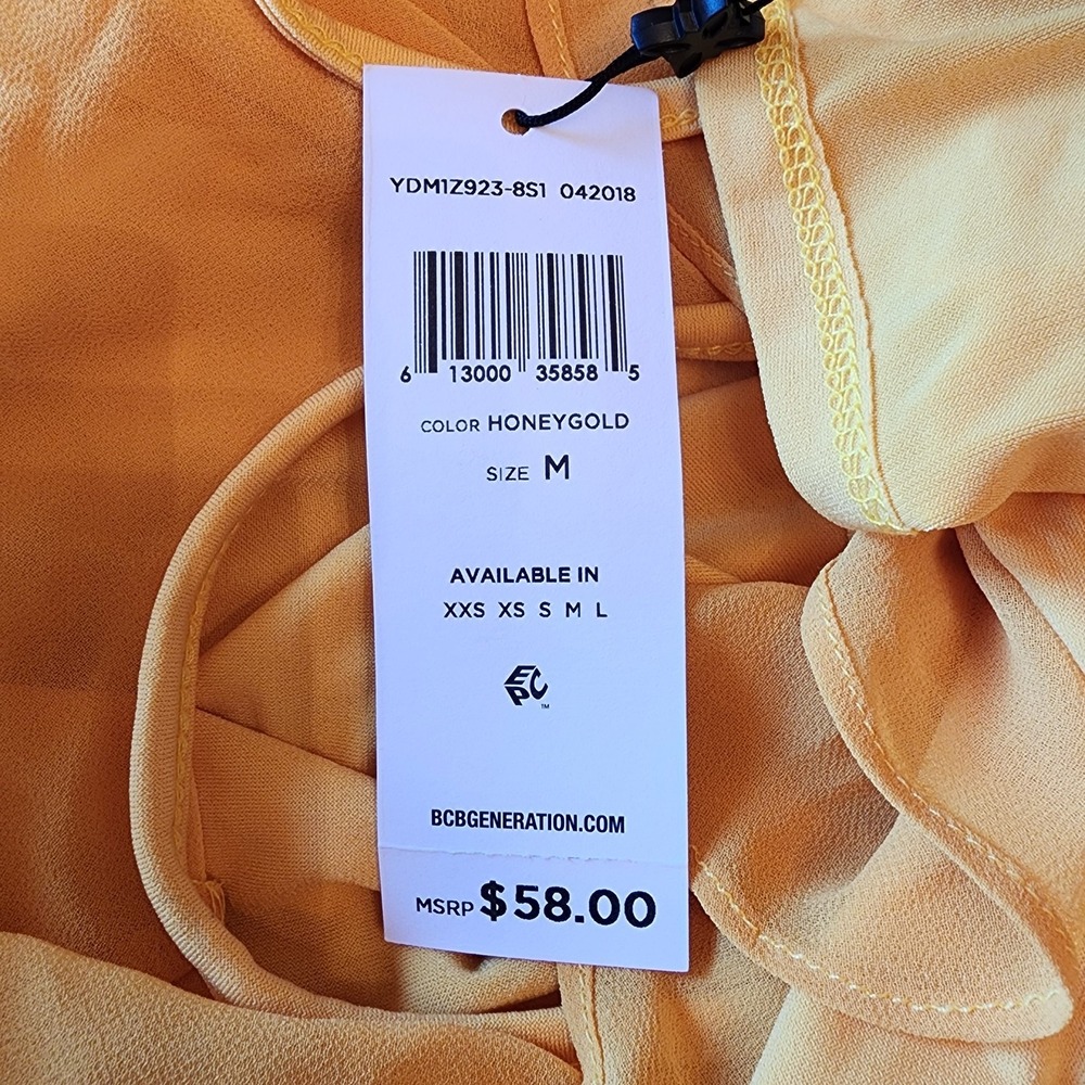 BCBGeneration Honeygold Ruffle Cold Shoulder Top Women's Medium NWT - Picture 6 of 7